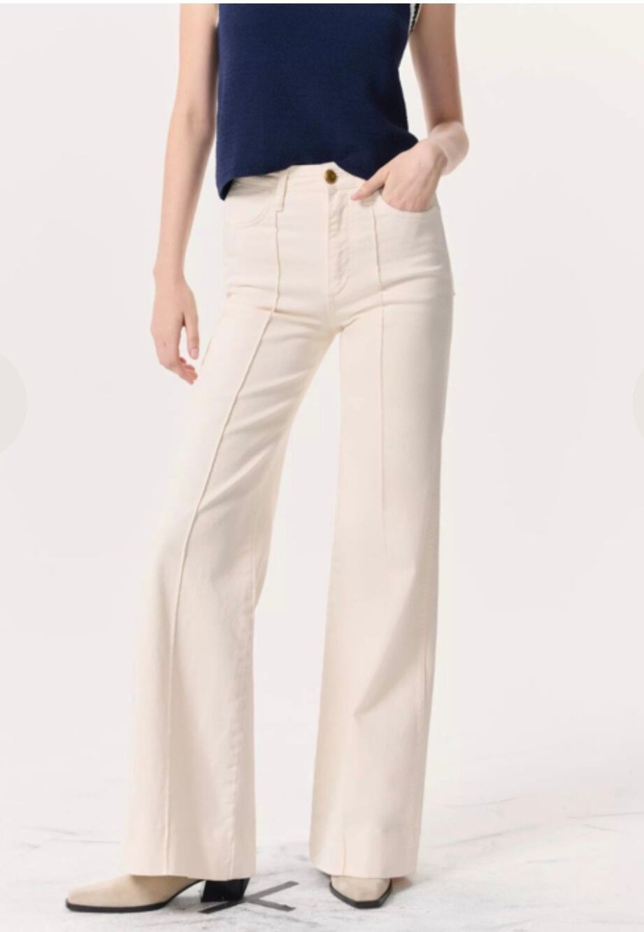Rag & Bone Skylar High Rise Flare Trouser Jeans in Ecru 25